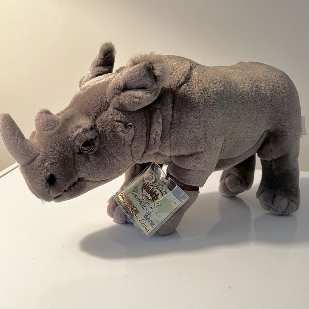 Webkinz Signature Black African Rhinoceros New With Tags Plush Toy Code Unused